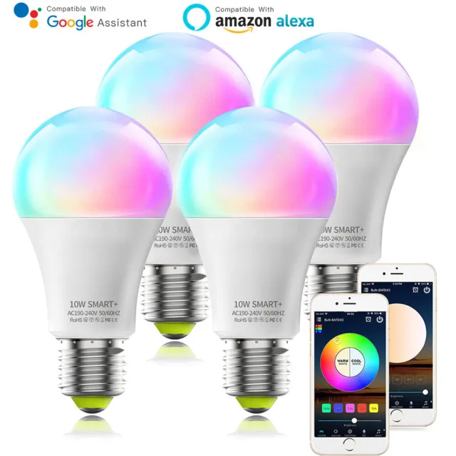 E27 LED Leuchtmittel RGB Smart Glühbirnen B22 Dimmbar Birnen Lampe Alexa Google
