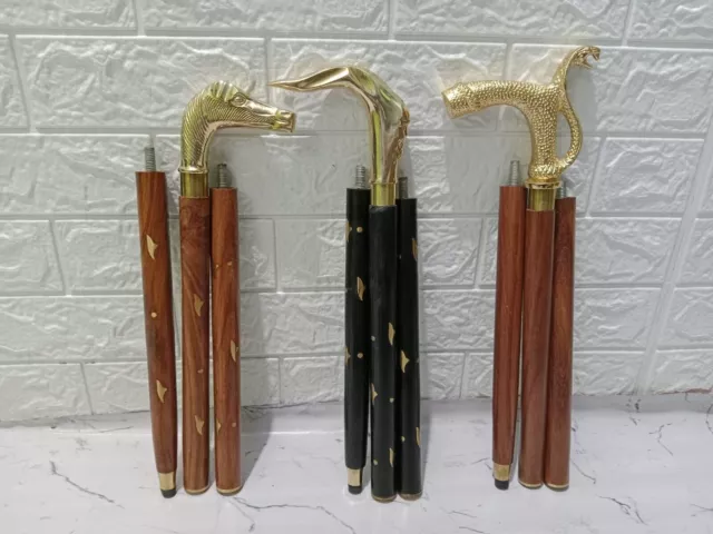 Wooden Walking Stik Snake Horse Stacho Stick 3 set Gift Holloween & Christmas