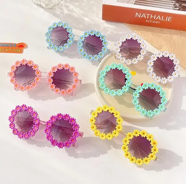Children Round Flower Sunglasses Girls Boys Shades Glasses UV400  Sun Protection