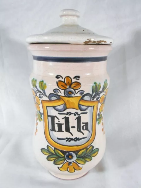 Superbe Pot A Pharmacie / Apothicaire En Faience " Til-La "  Italie ?