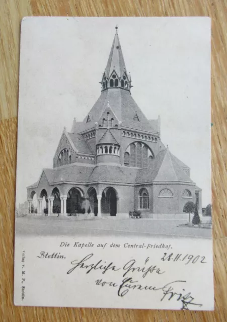 Old postcard Szczecin Szczecin Pomerania / chapel central cemetery