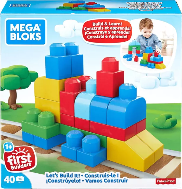 FISHER Price Mega Bloks 40 PC kids Let's Get Building Blocks for 1+ yrs old  NEW