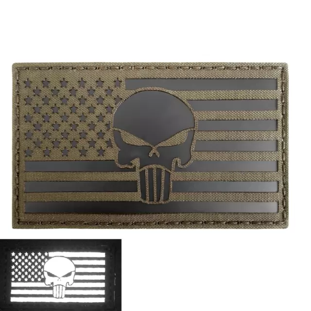 Big USA flag 3x5 Skull Punisher infrared ranger green IR laser fastener patch 3