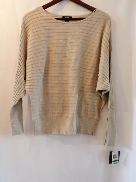 Alfani Ribbed Button Cuff Dolman Sweater Oatmeal Twist NWT (C) 3