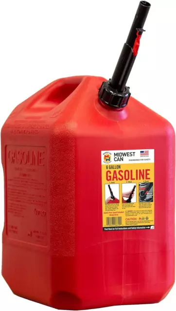 Quick-Flow Spout Midwest Can 6610 Auto Shut Off Gasoline Can - 6 Gallon