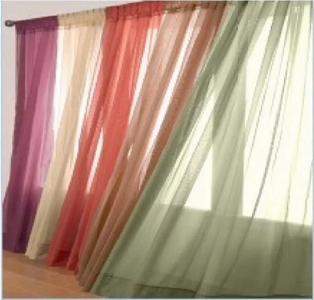 2PC Solid Sheer voile window panels curtain 55" wide x 84" long many colors