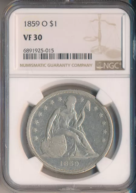 1859-O Seated Liberty Silver Dollar **Ngc Certified Vf 30** Free Shipping!!