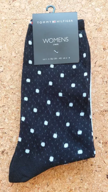 Tommy Hilfiger Womens Polka Dot Socks Pack Of 2 Size 6-8 New