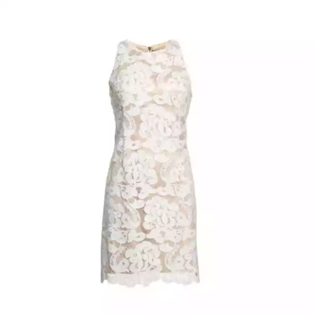 Eliza J Dress white lace cutout sheath dress sleeveless 4 Nordstrom EUC