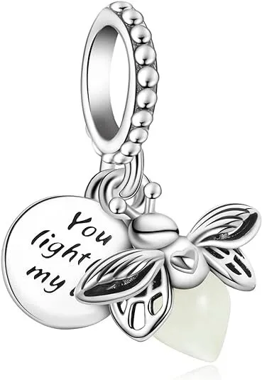 You Light Up My Life Glow in the Dark Firefly Dangle Charm
