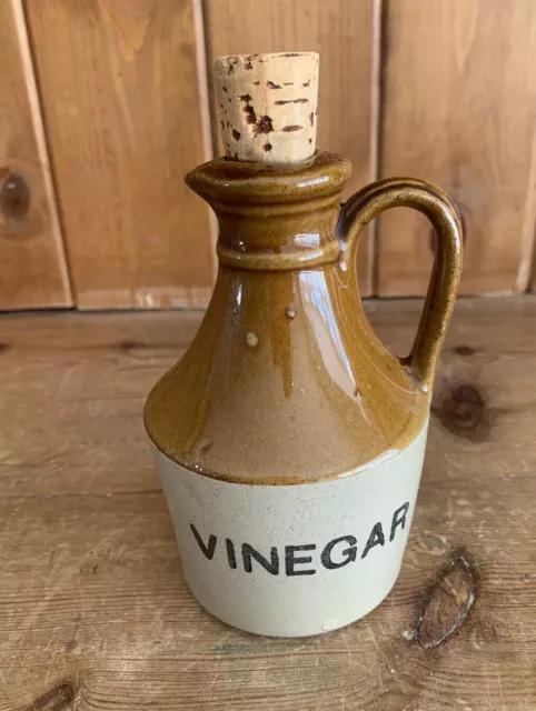 Vintage Moira Pottery Stoneware Vinegar Jug Bottle Cork Stopper 70s