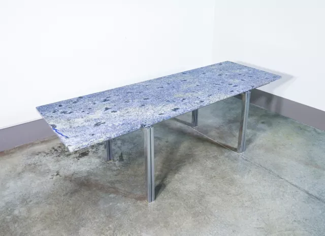 ⚜️ Tavolo Pranzo Design Piano Granito Azul Bahia Metallo Cromato Dining Table