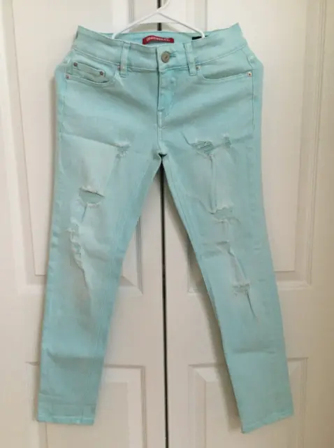 Unionbay Vintage Peg Beach Glass Blu Distress Jeans Women's Junior Size 1
