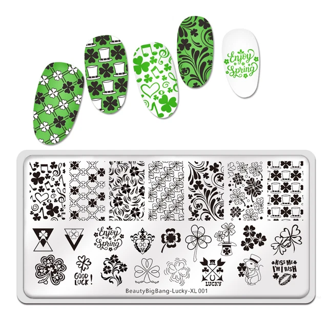 Sellos de uñas plantillas placas arte de uñas trébol placa de estampación hágalo usted mismo DesignJY