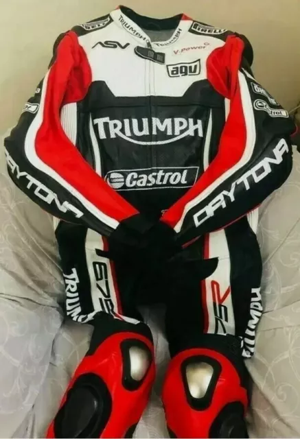 Triumph Motorbike Racing Leather Suit  All Sizes Available Cow Leather