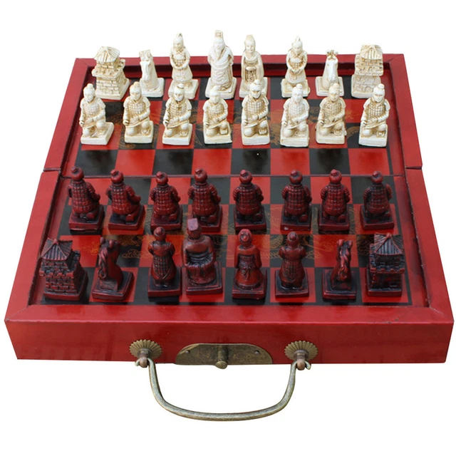 TRADITIONAL FOLDING ANTIQUE Chinese Chess Board Games Wooden Chess