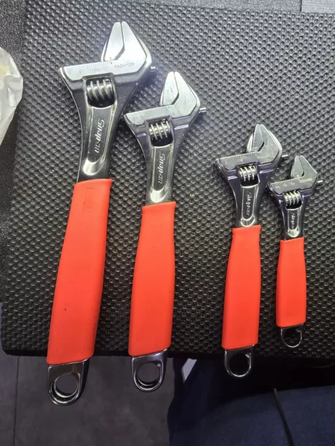 Snap on Tools New FADH704C 4 Piece Red 6, 8, 10, 12" Adjustable Wrench Set USA