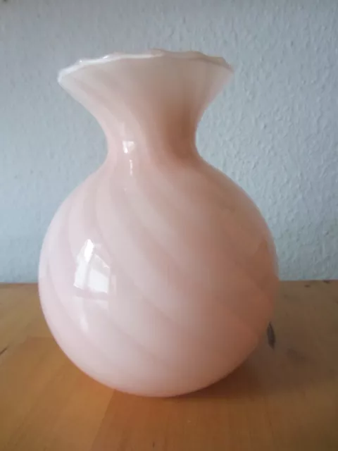 Murano Glas Vase Venini Swirl Rosa Opaline