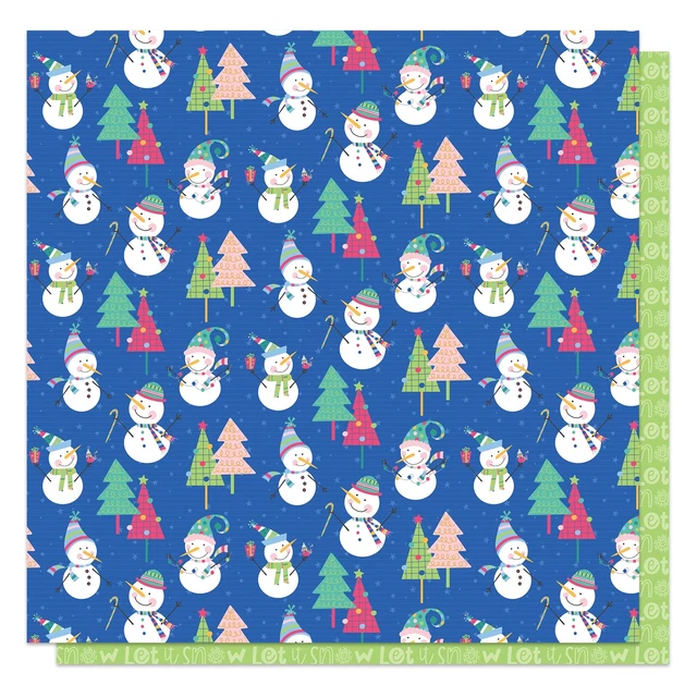 Paquete de 25 cartuchos de doble cara día de nieve 12""X12""-Build A Snowman -PPSNO12-3671
