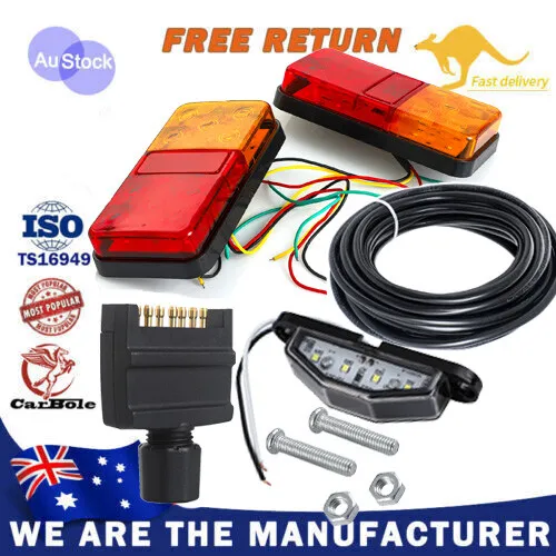 Led Trailer Submersible Tail Lights Plug Number Plate Light 5 Core Wire Boat Kit