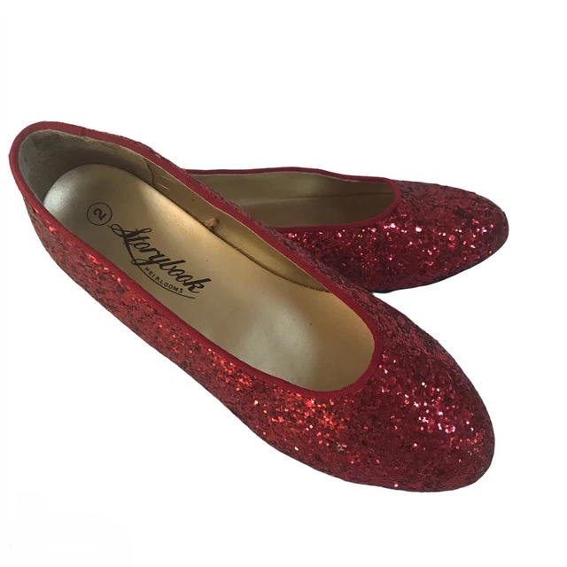 Ruby Red Glitter Shoes Dorothy Wizard Oz Halloween Costume Girls 2 Storybook