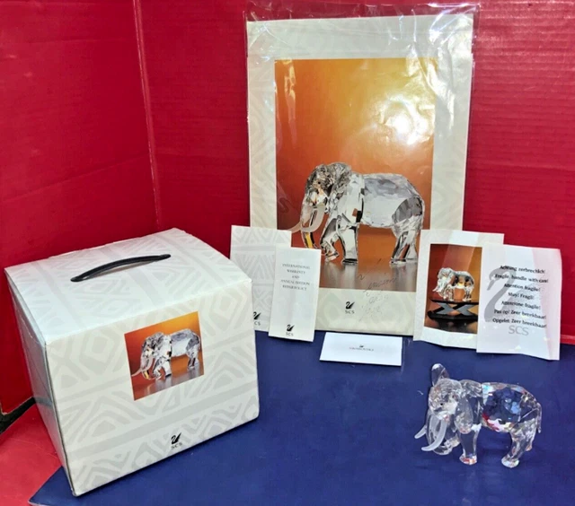 Swarovski Crystal SCS Elephant "Inspiration Africa" 1993 Edition In Box & COA