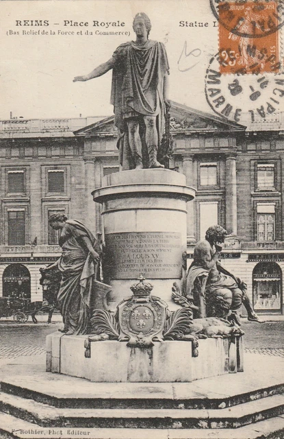 CPA 51 REIMS Place Royale Statue of Louis XV (Low Relief of Force and Like