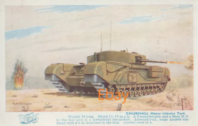 Churchill, Heavy Infantry Tank -  Unused Second World War Postcard