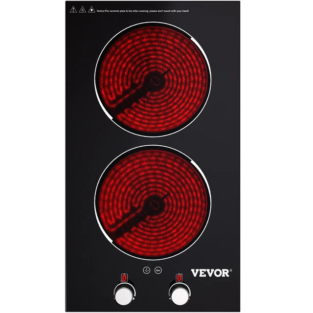 VEVOR CERAMIC COOKTOP Electric Stove Top Builtin 2 Burners Radiant