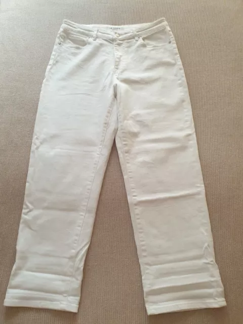 Country Road Size 12 White Stretch Cotton Denim Straight Leg Ankle Length Jeans