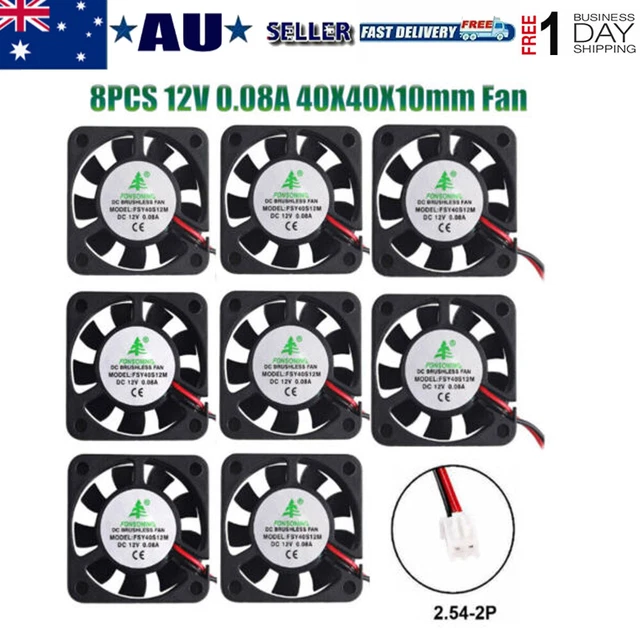 12V 40mm x 10mm CPU Brushless Cooling 0.08A Fan PC Cooler Heat Sink RPM 2 Pin AU