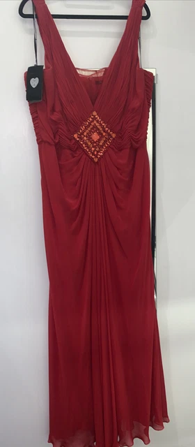 Dynasty London size 22 Red Rushed Sequin Evening Gown Very Slimming BNWT