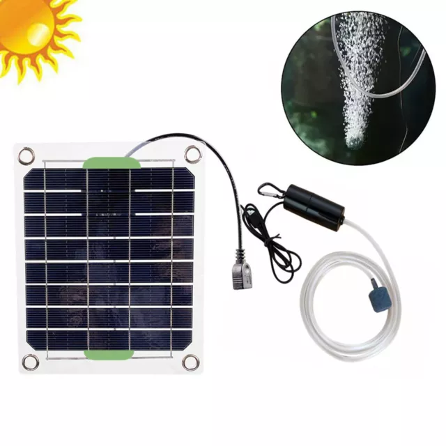 Portable Solar Panel 20W Aquarium Air Pump, Solar Fish Tank Oxygen Pump, USB Aqu