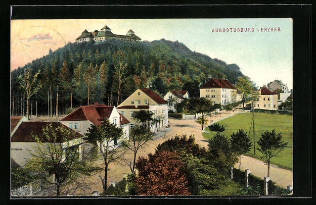 AK Augustusburg i. Erzgeb., Teilansicht mit Schloss