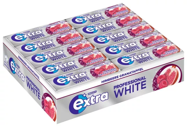 EXTRA PROFESSIONAL White Himbeere Granatapfel 30x10 Kaugummi Dragees 420g