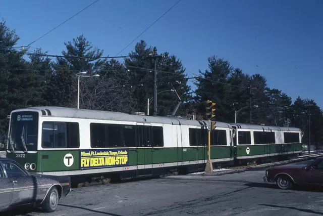 Trolley Slide - Boston T MBTA #3522 LRV Transit Train Car 1981 Commonwealth Ave