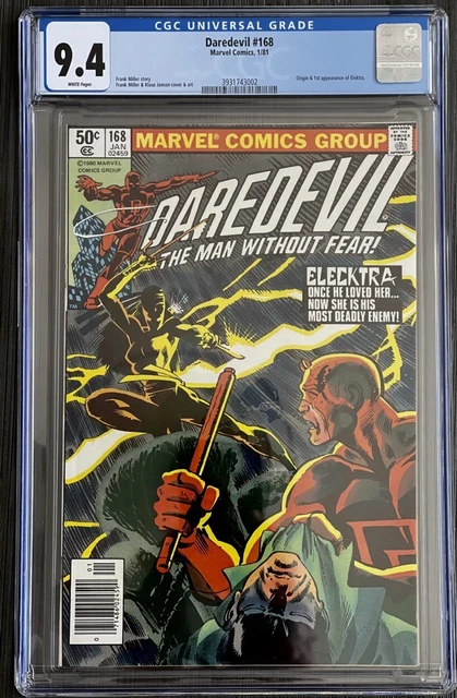 Daredevil 168 CGC 9.4 1st Appearance Elektra Marvel Frank Miller
