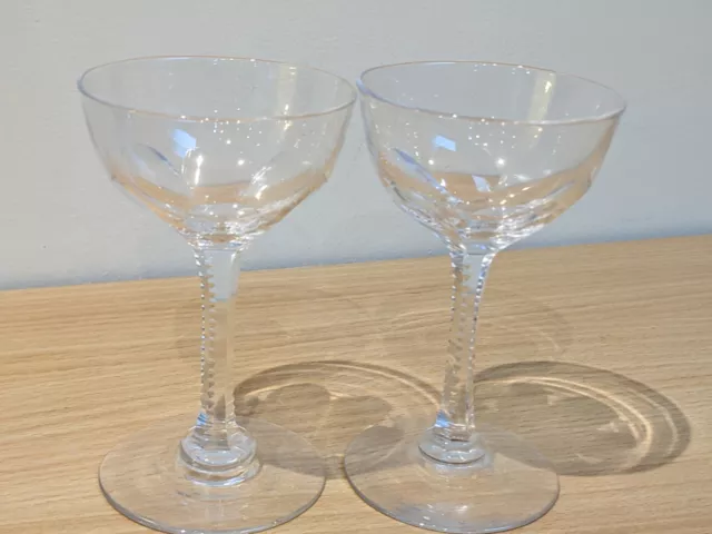 Pair Vintage Glass Liqueur/Mead Saucers