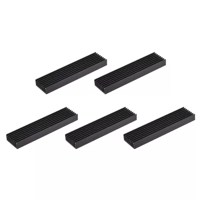 Dissipateur Thermique à Encoche pour MOS GPU IC Puce Noir 100x25x10mm 5Pcs