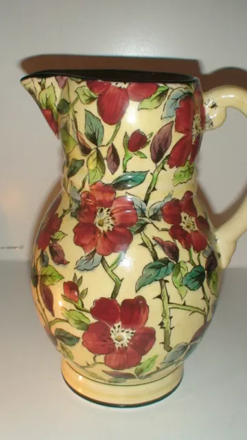 Tuscan Decoro Art Deco Haind Painted Floral Motif Art Pottery  Pitcher  England 3