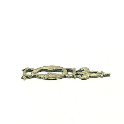 Vintage Ornate Brass Skeleton Key hole Escutcheon Salvage Hardware 2 1/8" 3