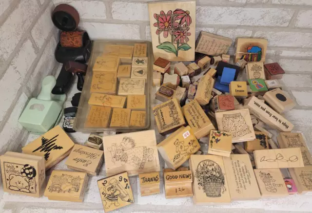 Rubber Stamp Lot Vintage Large, Small, New, Used 125 Collection Lot Bundle