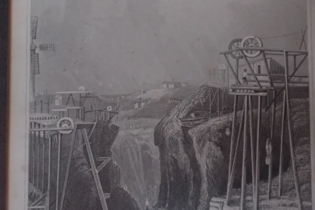 Antiker Stich Bergbau, "The Ironmines of Dannemora ( Swede)", schöne Rahmung TOP 6