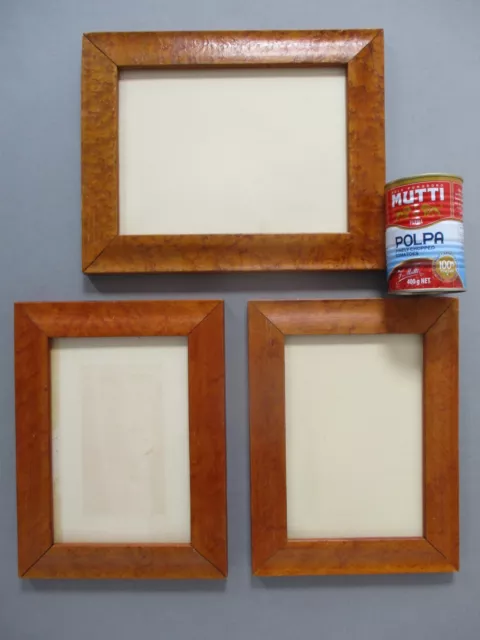 X3 Wall-Hanging Picture Frames with Burr or Walnut Wood Veneer onto Pine Wood.