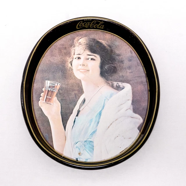 Vintage Coke Coca-Cola Replica 1973 15" Oval Serving Metal Tray Flapper Girl Pop