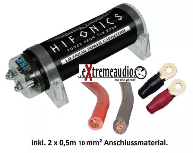 Hifonics 1 Farad Powercap+Kit de Connexion 20mm ² Condensateur + Câbles HFC-1000