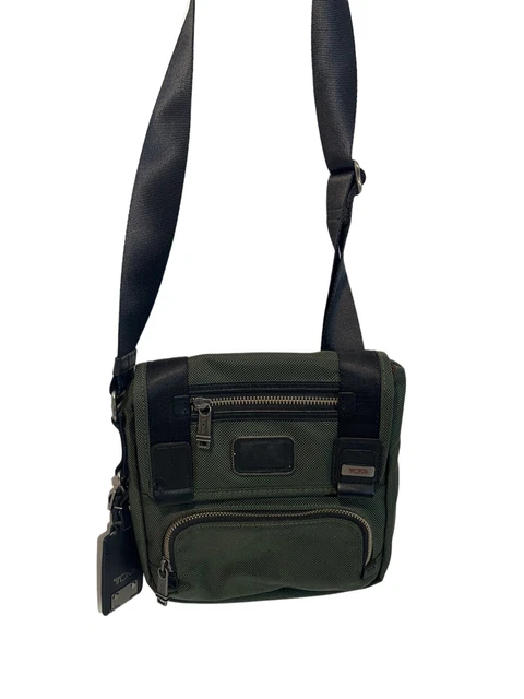 Tumi Alpha Bravo Barstow Crossbody Bag Green Nylon Travel Small Mens Bag 10