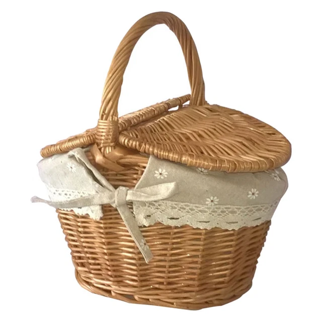 Cesto da picnic cotone cesto di salice in rattan cesti per damigelle di fiori di nozze