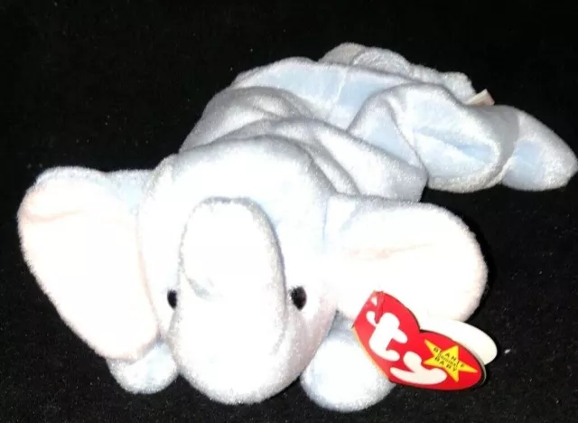 1995 *Rare* Ty Beanie Baby Peanut Elephant Mwmt With Errors New Pvc Pellets