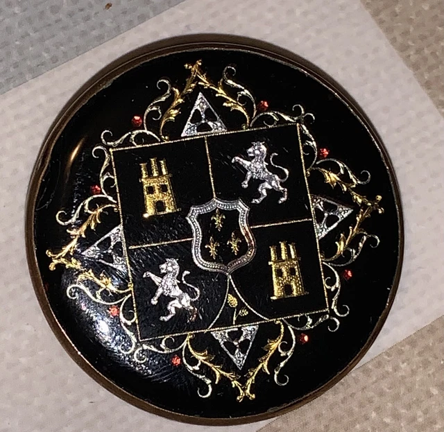 Grande Broche Ancienne En Argenté - Blason Et Armoiries - Bijou Vintage Antique